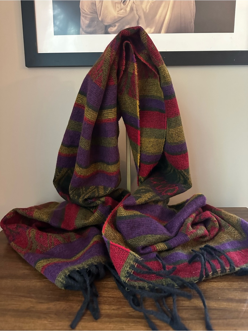 Fendi Tribal Shawl Scarf Multicolor Acrylic